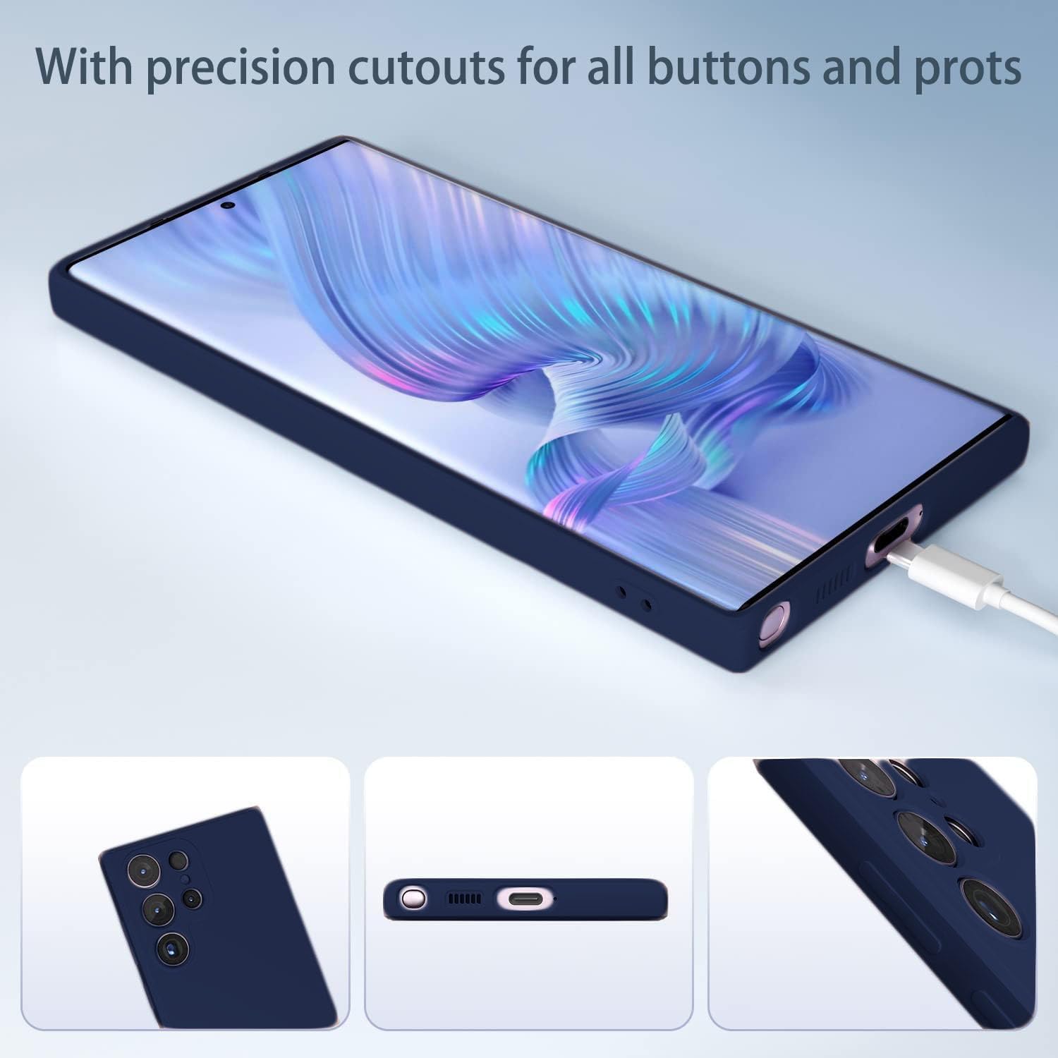 Samsung Galaxy S23 Ultra Original Flexible Matte Liquid Silicon Case With Logo - Blue