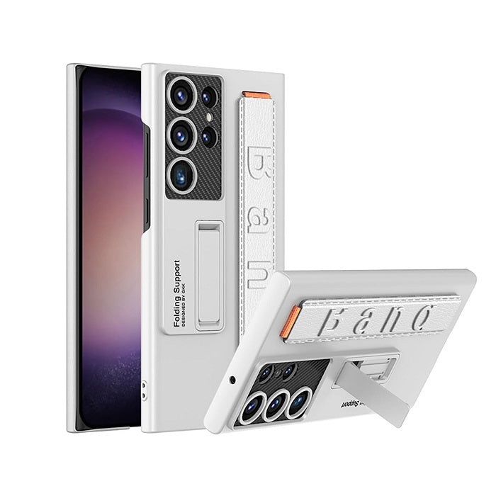 Samsung Galaxy S24 Ultra Slim Hard PC with Wrist Strap Lightweight Camera Protection Band Case - White