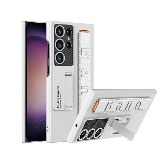 Samsung Galaxy S24 Ultra Slim Hard PC with Wrist Strap Lightweight Camera Protection Band Case - White