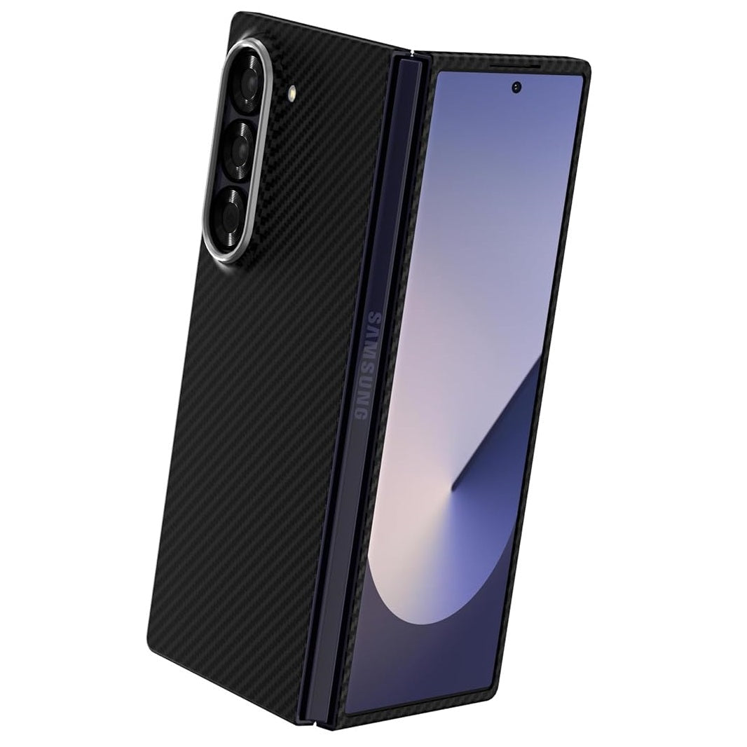 Samsung Galaxy Z Fold6 Carbon Fiber Case, 0.5mm Super Slim Original SLIVA Carbon Fiber - Black