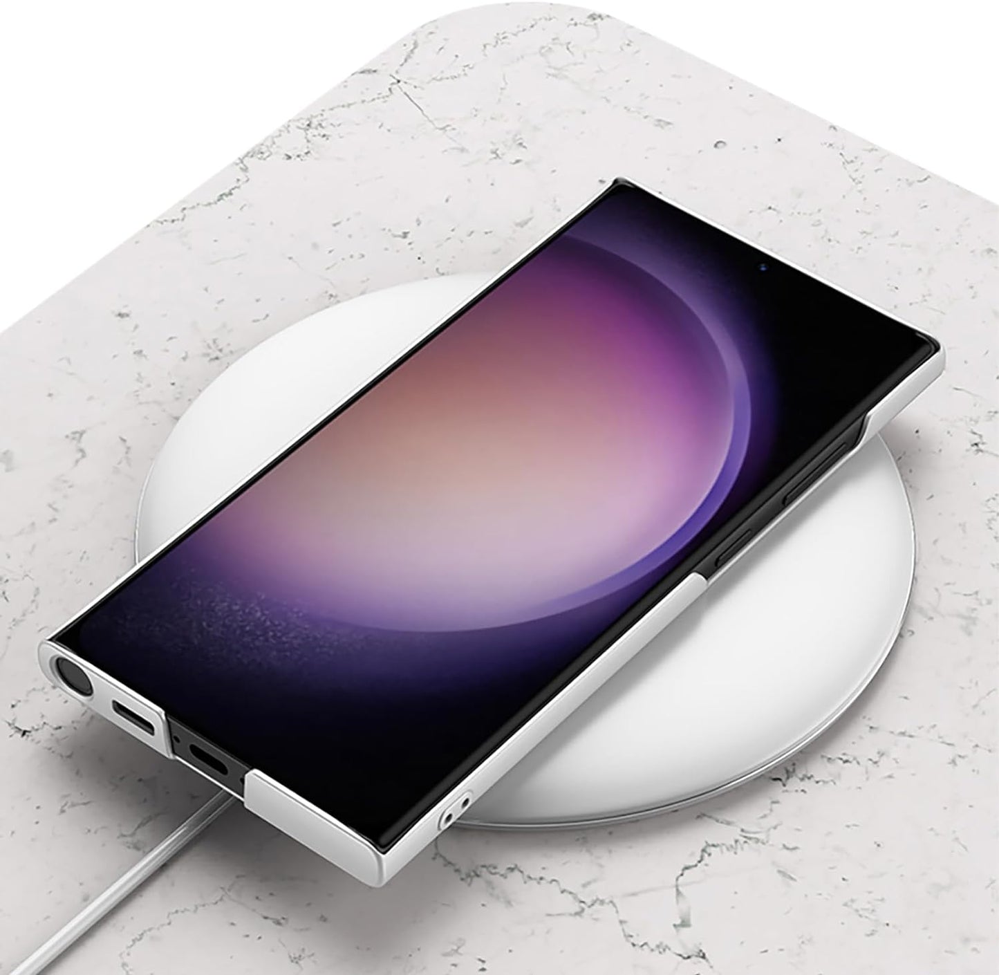 Samsung Galaxy S24 Ultra Slim Hard PC with Wrist Strap Lightweight Camera Protection Band Case - White