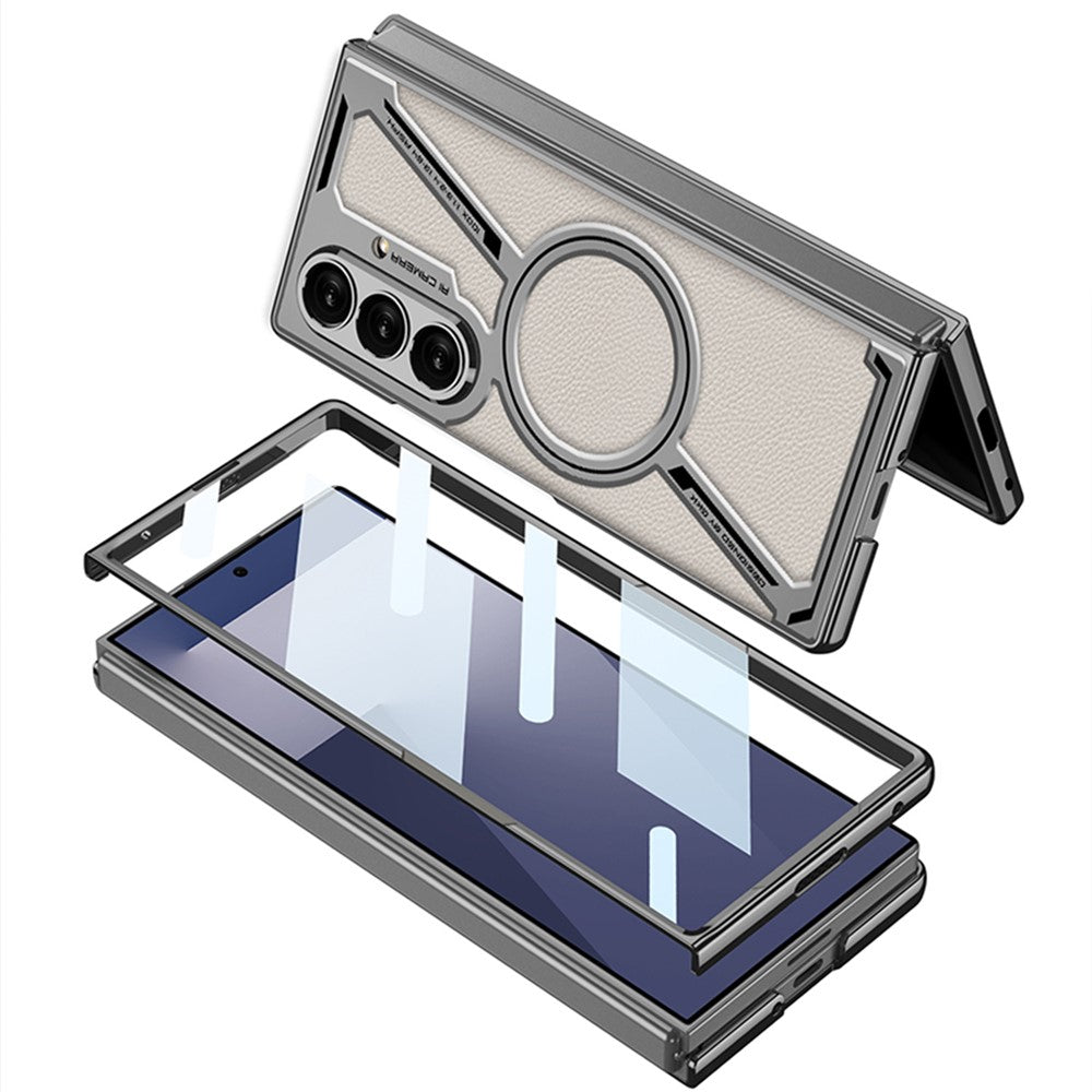 Samsung Galaxy Z Fold7 Gkk Carbon Texture Leather Magnetic Case with Magsafe with Front Glass