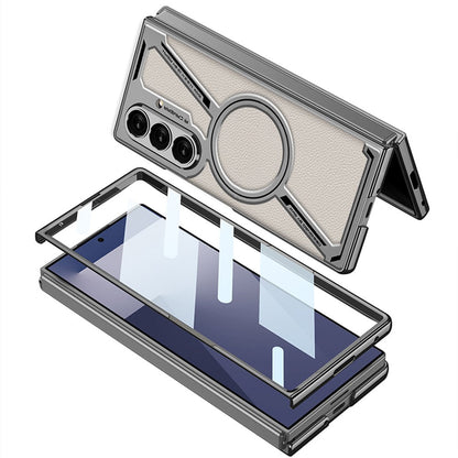 Samsung Galaxy Z Fold7 Gkk Carbon Texture Leather Magnetic Case with Magsafe with Front Glass