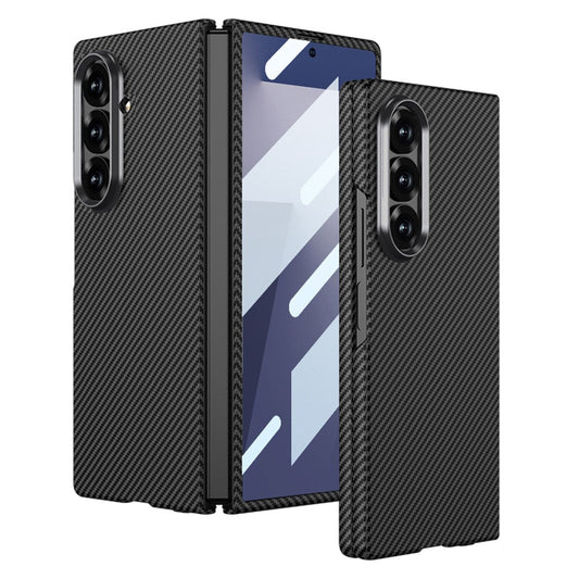 Samsung Galaxy Fold7 Gkk Super Slim Carbon Fiber Case with Inbuilt Front Glass - Black