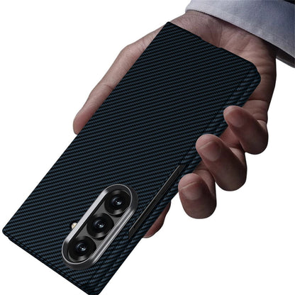 Samsung Galaxy Fold7 Gkk Super Slim Carbon Fiber 600D Case with Inbuilt Front Glass - Blue