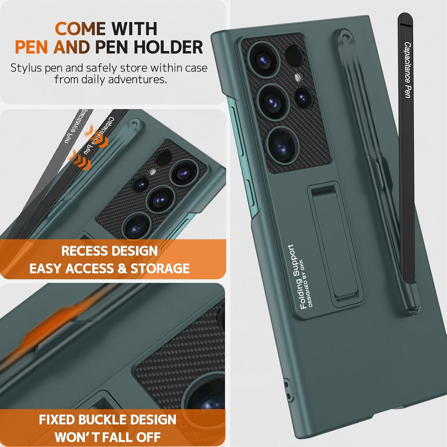 Samsung Galaxy S23 Ultra Super Slim Hard PC Light Weight with Kickstand & S Pen, Hard Protective Cover - Green