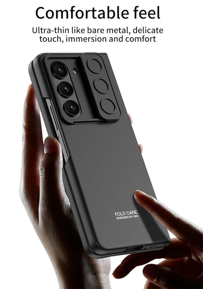 Samsung Galaxy Z Fold 6 GKK Ultra Thin Case with Slide Camera Cover Front in-Built Glass - Black