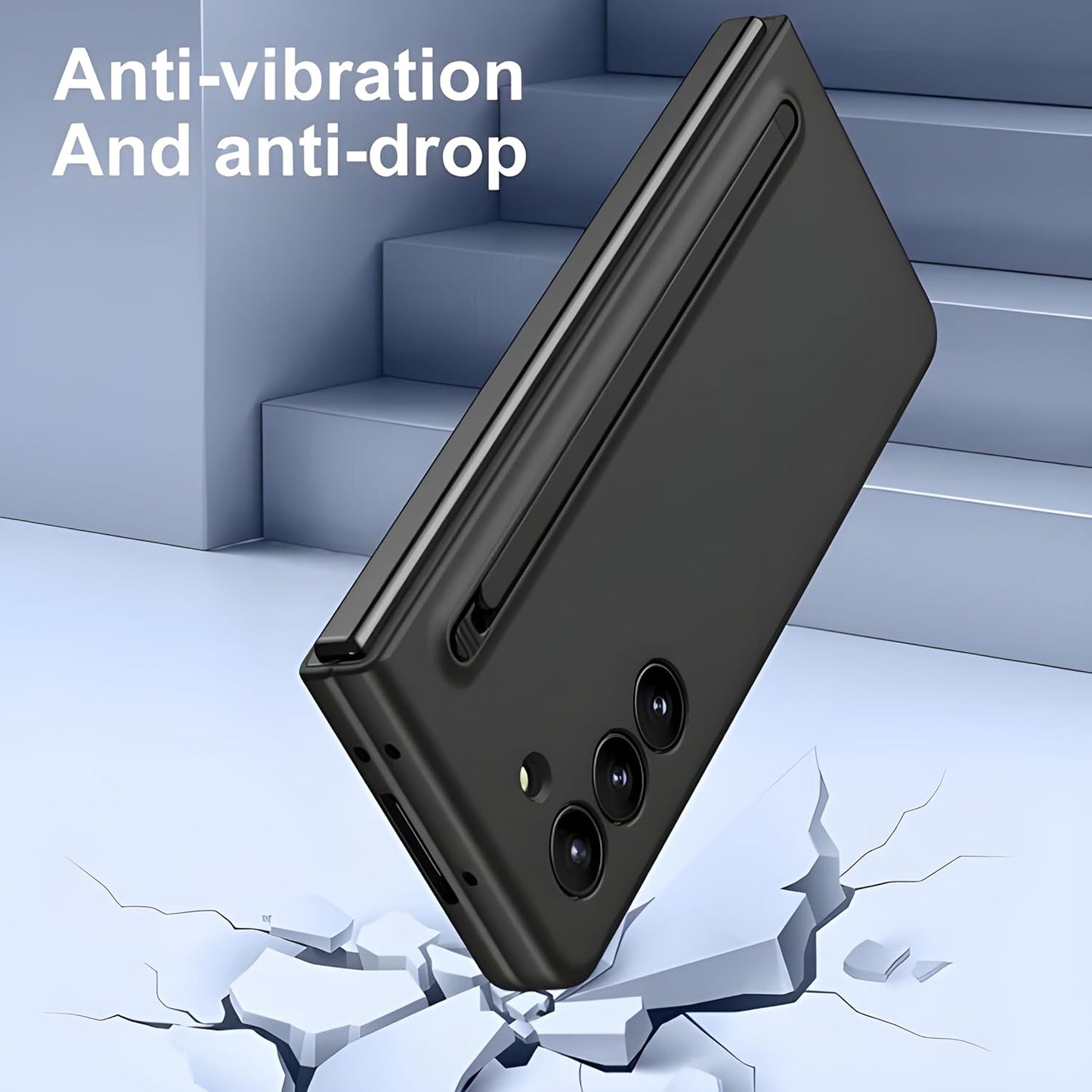 Samsung Galaxy Z Fold 6 Silky Liquid PC Matte S-Pen Case (With Front Glass) - Black