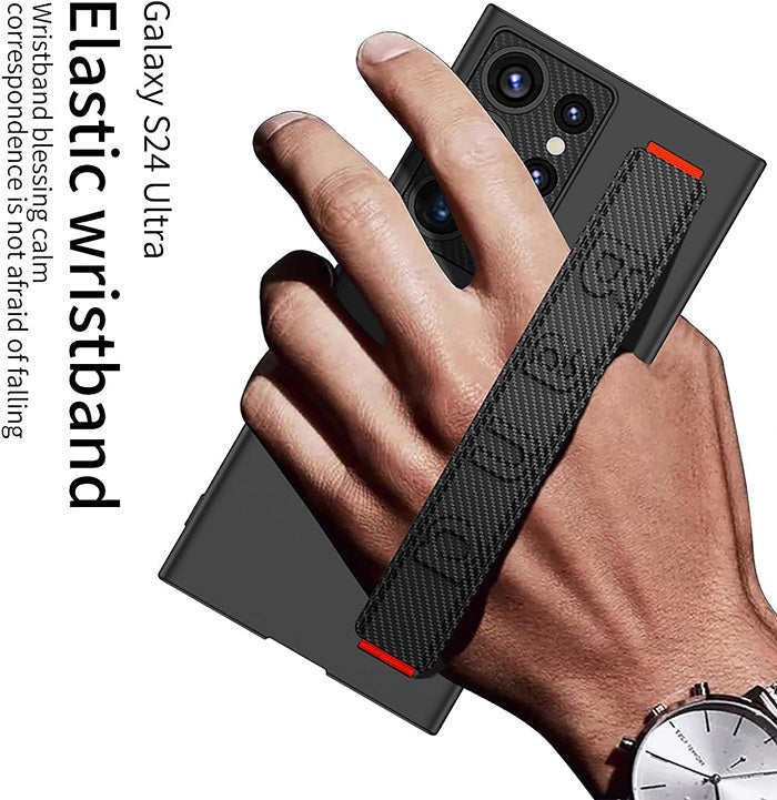Samsung Galaxy S24 Ultra Slim Hard PC with Wrist Strap Lightweight Camera Protection Band Case - Carbon Black