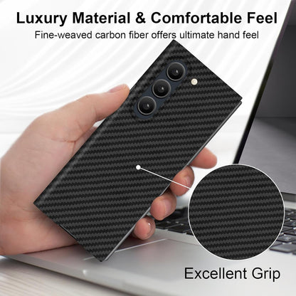 Samsung Galaxy Z Fold6 Carbon Case, 0.8mm Ultra Thin Carbon Fiber Kevlar 1500D Case with Magsafe & Front Glass - Black