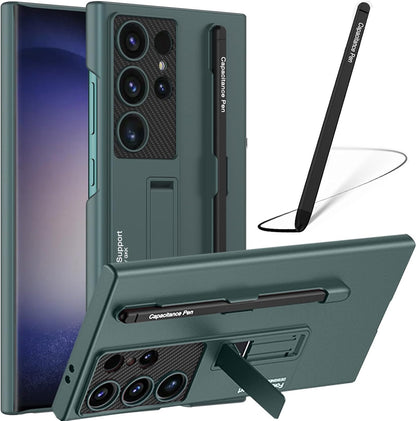 Samsung Galaxy S23 Ultra Super Slim Hard PC Light Weight with Kickstand & S Pen, Hard Protective Cover - Green