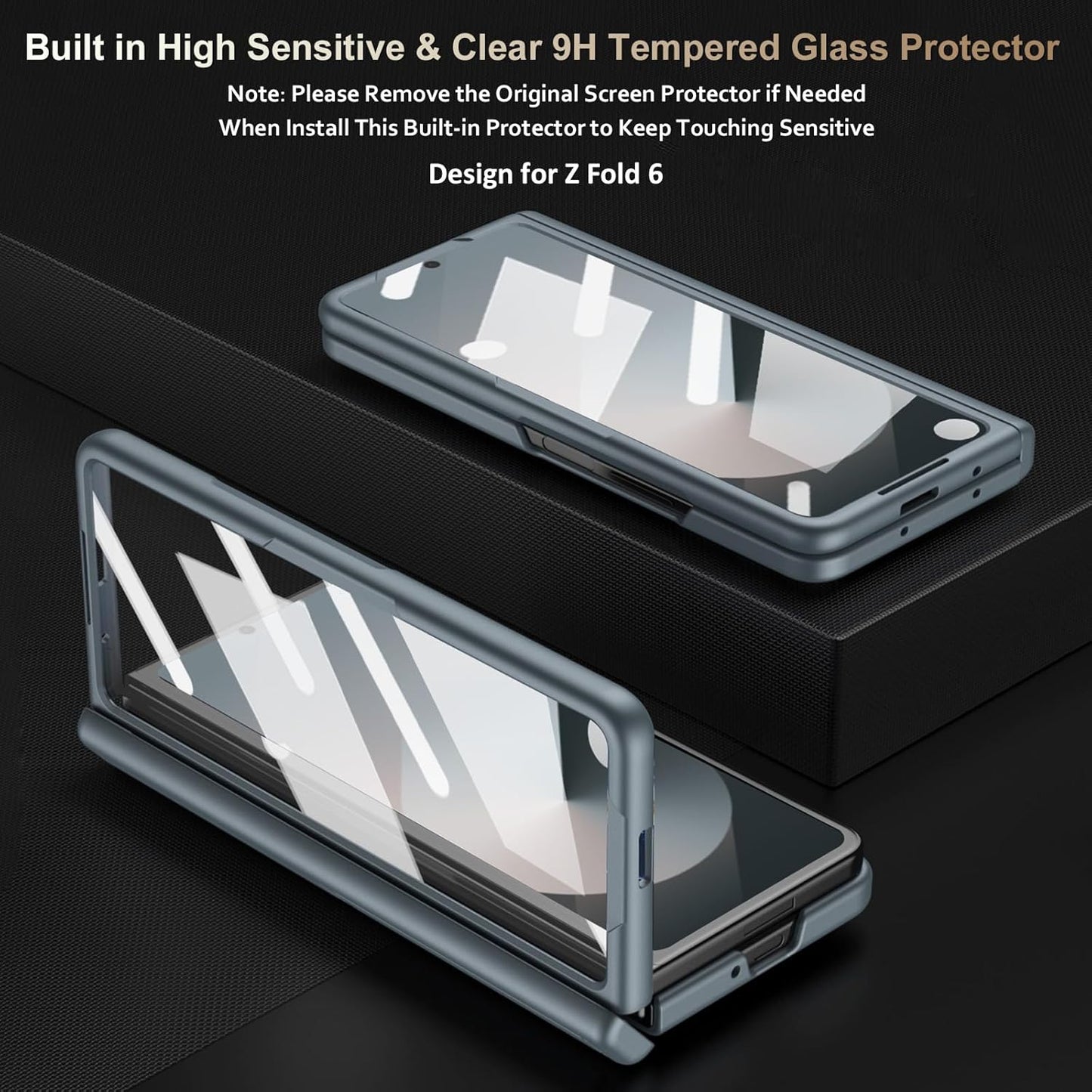 Samsung Galaxy Z Fold6 Silky Liquid PC Matte S-Pen, Kickstand and Hinge Protection Case in-Built Front Glass - Grey