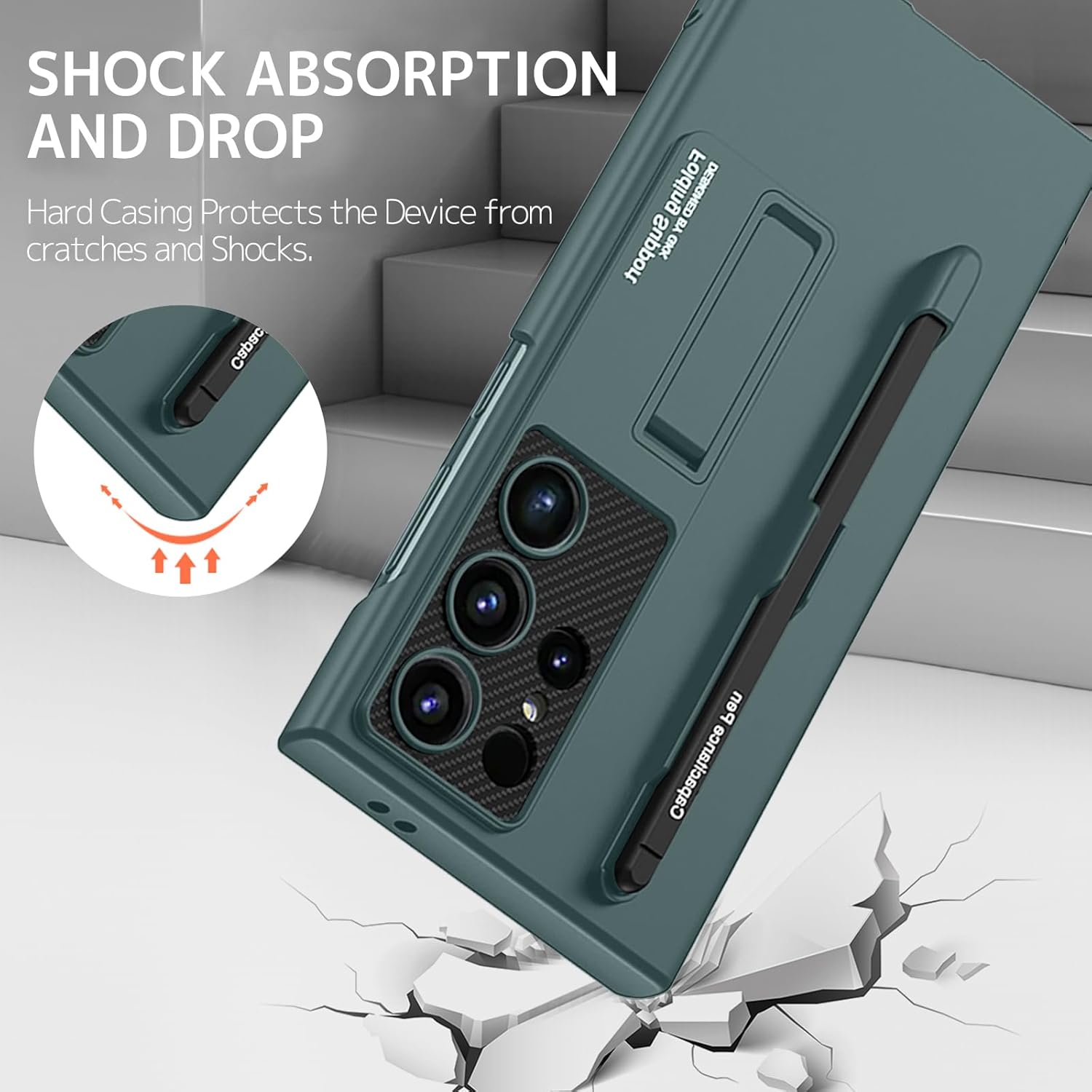 Samsung Galaxy S23 Ultra Super Slim Hard PC Light Weight with Kickstand & S Pen, Hard Protective Cover - Green