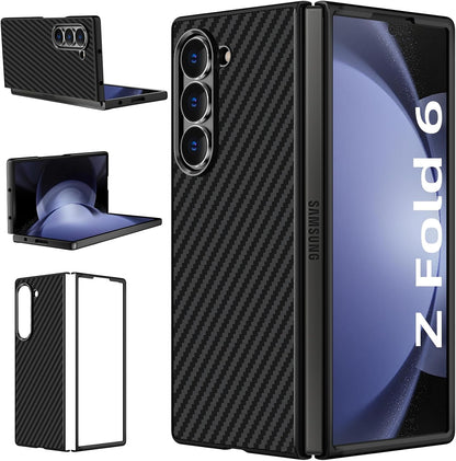 Samsung Galaxy Z Fold6 Carbon Fiber Case, 0.5mm Super Slim Original SLIVA Carbon Fiber - Black