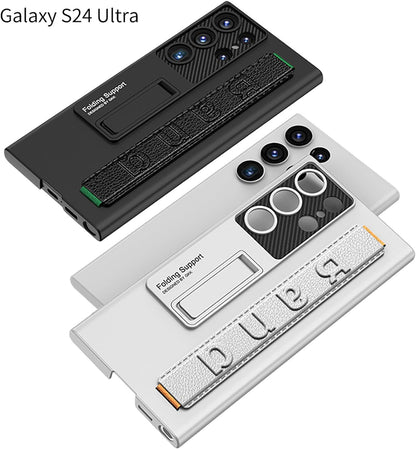 Samsung Galaxy S24 Ultra Slim Hard PC with Wrist Strap Lightweight Camera Protection Band Case - White