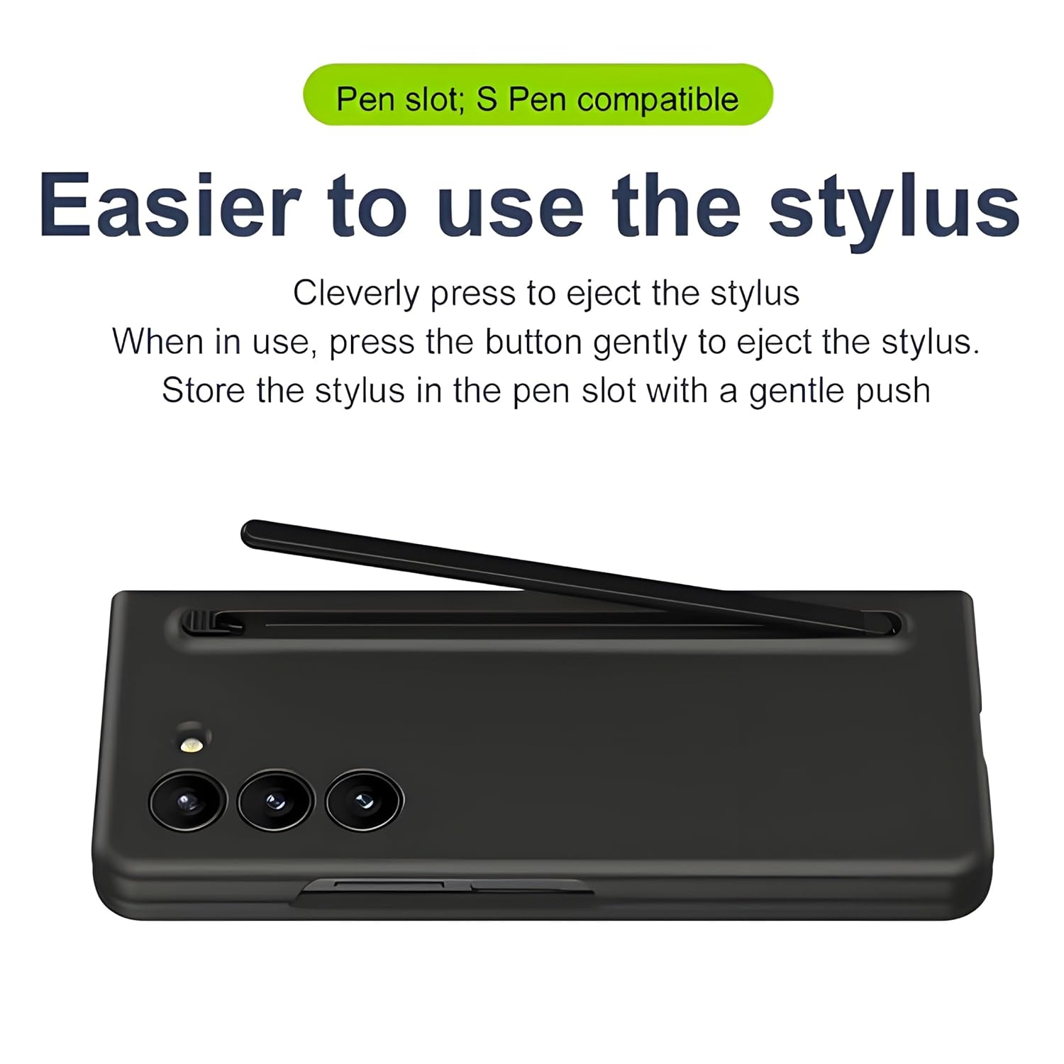 Samsung Galaxy Z Fold 6 Silky Liquid PC Matte S-Pen Case (With Front Glass) - Black