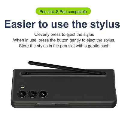 Samsung Galaxy Z Fold 6 Silky Liquid PC Matte S-Pen Case (With Front Glass) - Black