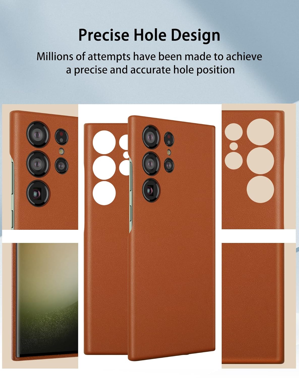 Samsung Galaxy S23 Ultra Super Slim Leather Case with Logo - Brown