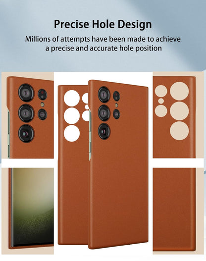 Samsung Galaxy S23 Ultra Super Slim Leather Case with Logo - Brown