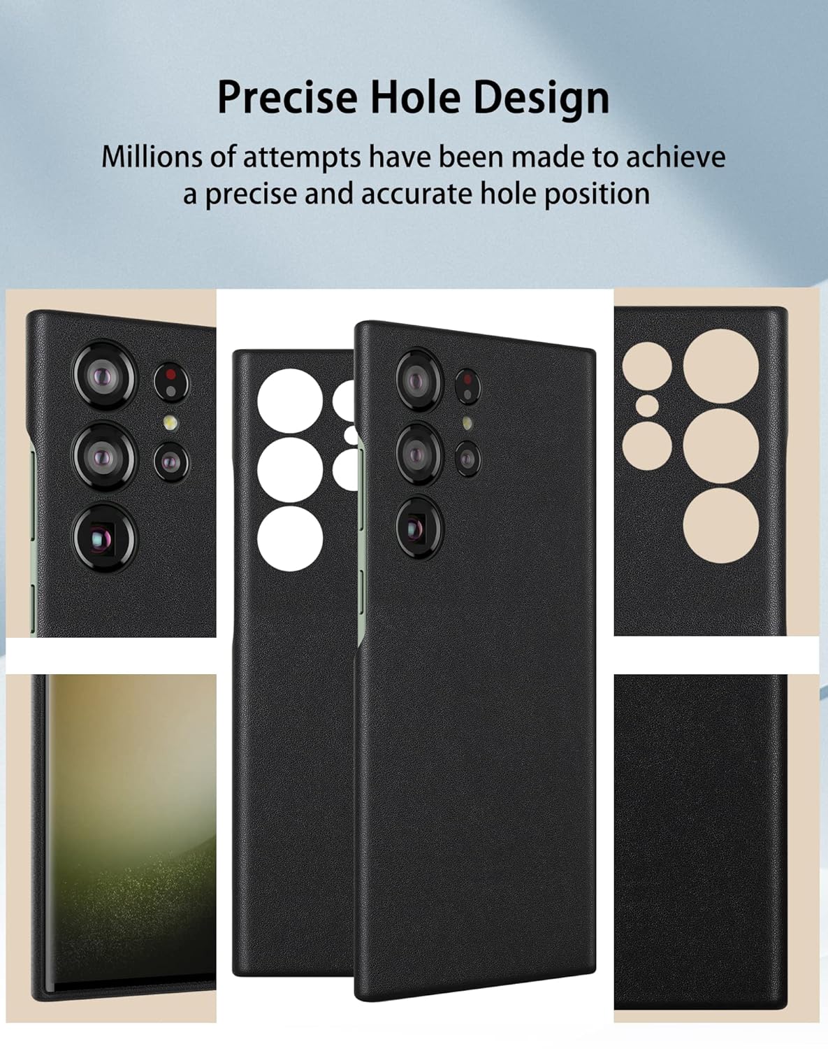 Samsung Galaxy S23 Ultra Super Slim Leather Case with Logo - Black