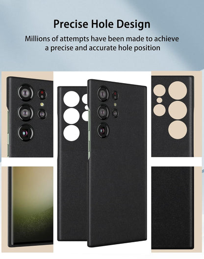 Samsung Galaxy S23 Ultra Super Slim Leather Case with Logo - Black