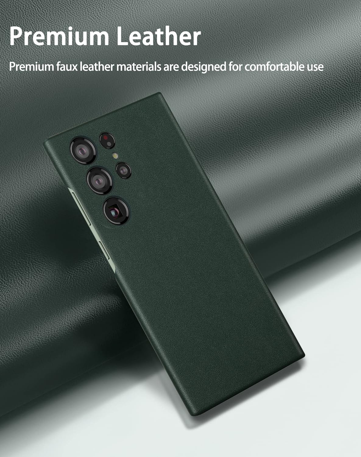 Samsung Galaxy S23 Ultra Super Slim Leather Case with Logo - Green