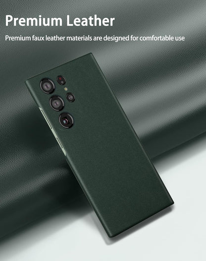 Samsung Galaxy S23 Ultra Super Slim Leather Case with Logo - Green