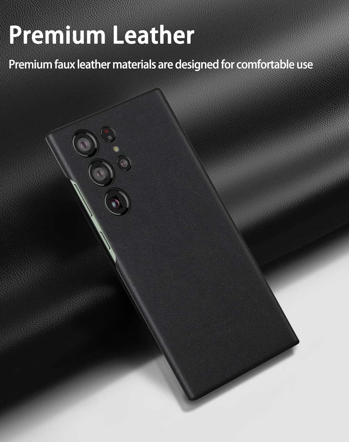 Samsung Galaxy S23 Ultra Super Slim Leather Case with Logo - Black