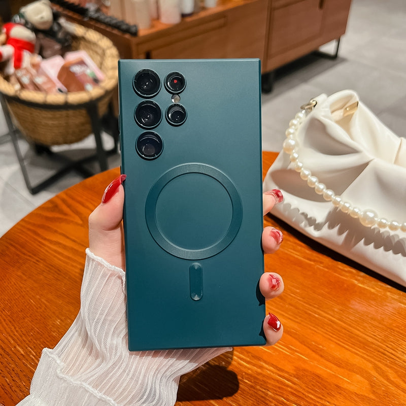 Samsung Galaxy S23 Ultra Silicon Magsafe Case With Camera Protection - Green