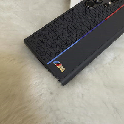 Samsung Galaxy S25 Ultra Leather Case, BMW M Sport Logo Dual Shade - Black