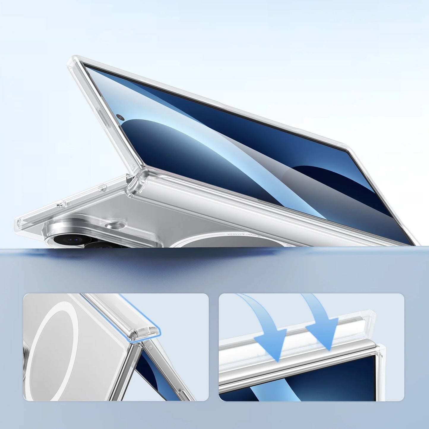 Samsung Fold8 Ultra Transparent Case, Cristal Clear Anti-Yellowing Magnetic Magsafe Case with Hinge Protection