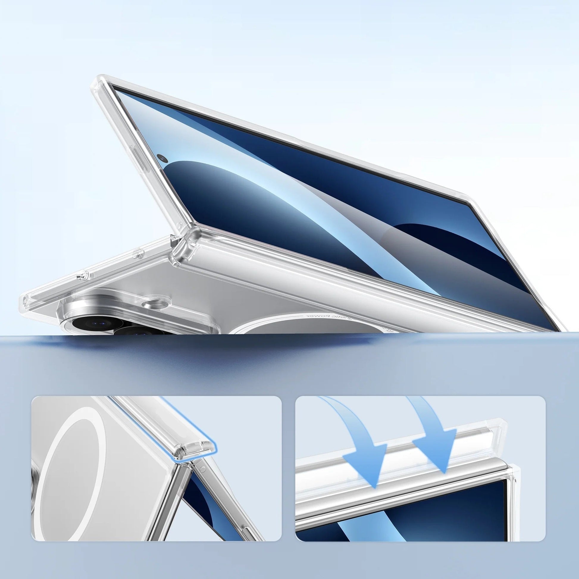 Samsung Fold8 Ultra Transparent Case, Cristal Clear Anti-Yellowing Magnetic Magsafe Case with Hinge Protection