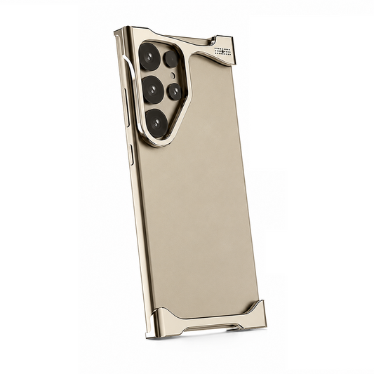 Samsung Galaxy S26 Ultra Metal Bumper Cover, Aluminum Frameless Minimalist Design Heat Dissipation Bumper Case - Champagne Gold