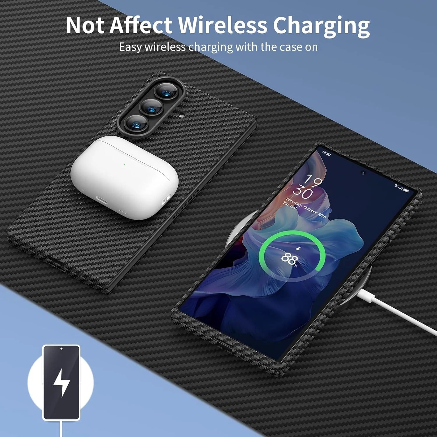 Samsung Z Fold8 Ultra Carbon Case, 0.8mm Ultra Thin Carbon Fiber Kevlar 1500D Case with Magsafe & Front Glass
