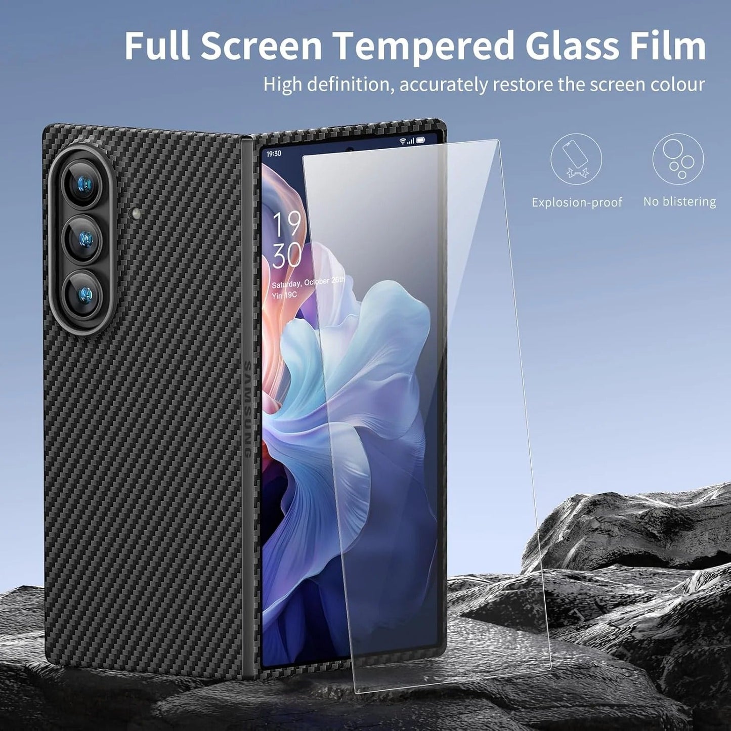 Samsung Z Fold8 Ultra Carbon Case, 0.8mm Ultra Thin Carbon Fiber Kevlar 1500D Case with Magsafe & Front Glass