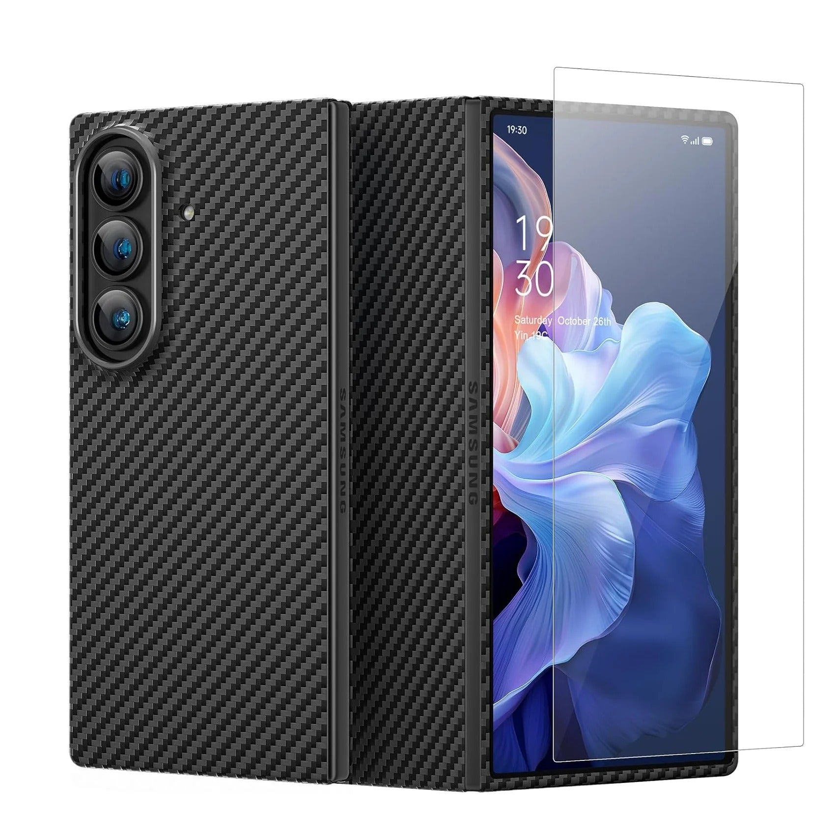 Samsung Z Fold8 Ultra Carbon Case, 0.8mm Ultra Thin Carbon Fiber Kevlar 1500D Case with Magsafe & Front Glass