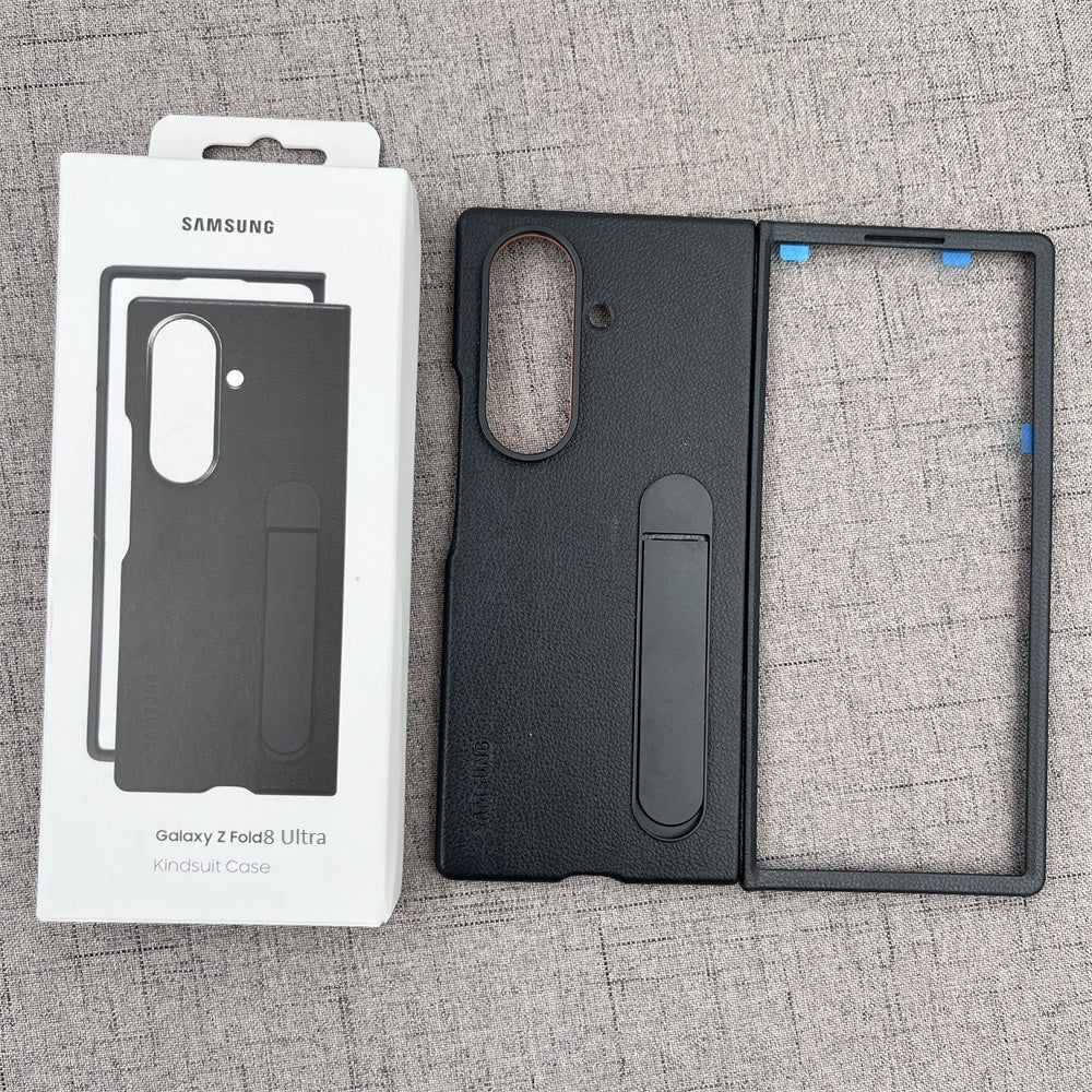 Samsung Z Fold8 Ultra Leather Case, Kindsuit Leather Cover with Kickstand - Black