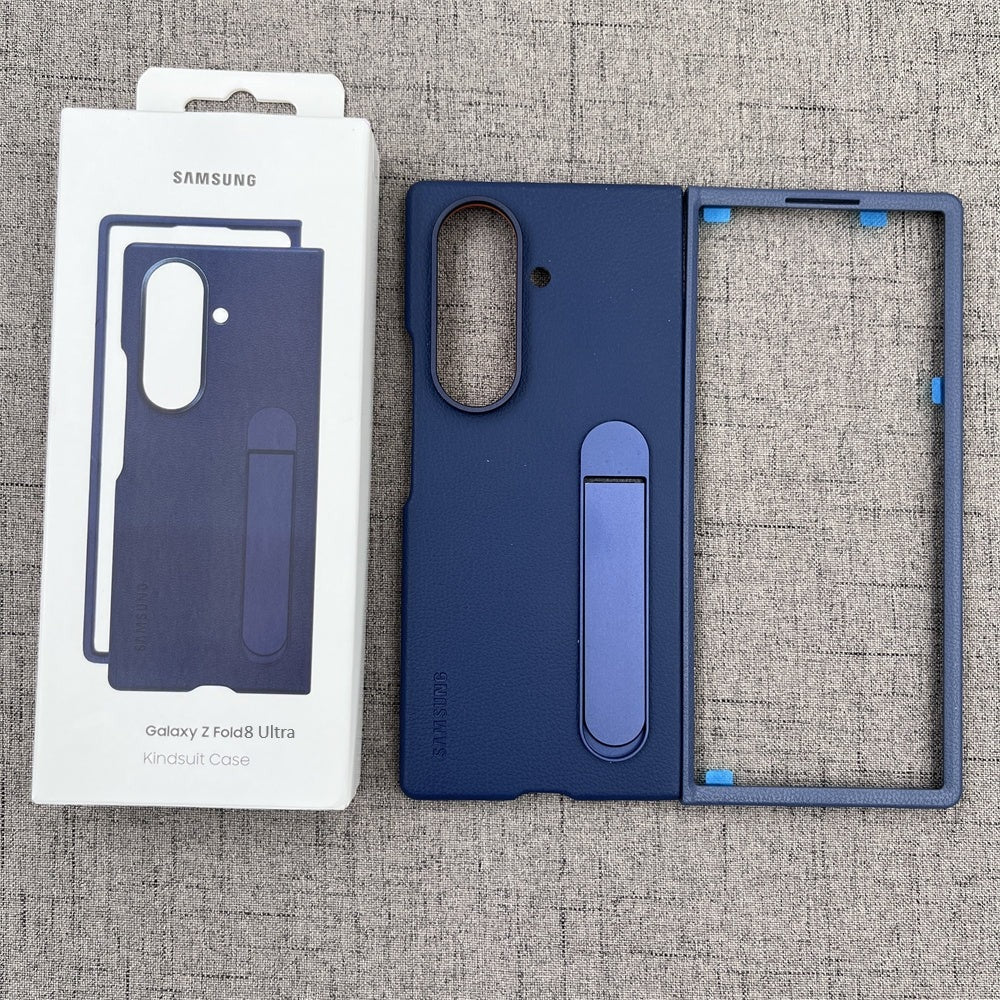 Samsung Z Fold8 Ultra Leather Case, Kindsuit Leather Cover with Kickstand - Blue