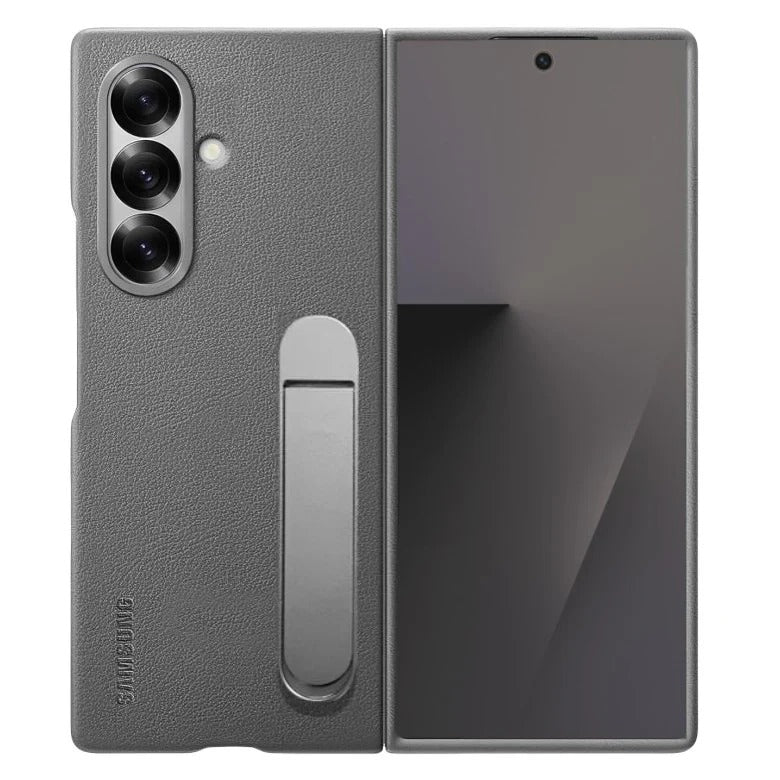 Samsung Z Fold8 Ultra Leather Case, Kindsuit Leather Cover with Kickstand - Grey