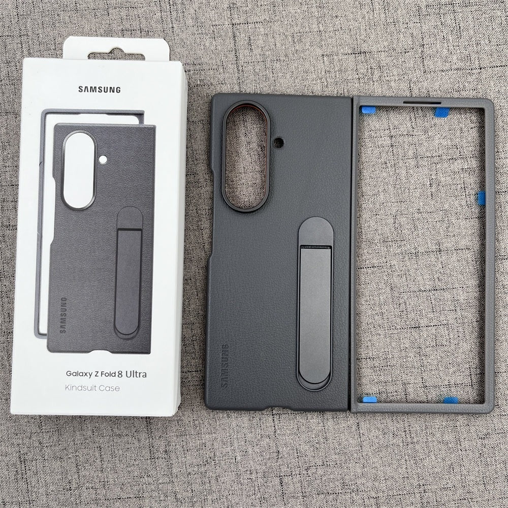 Samsung Z Fold8 Ultra Leather Case, Kindsuit Leather Cover with Kickstand - Grey