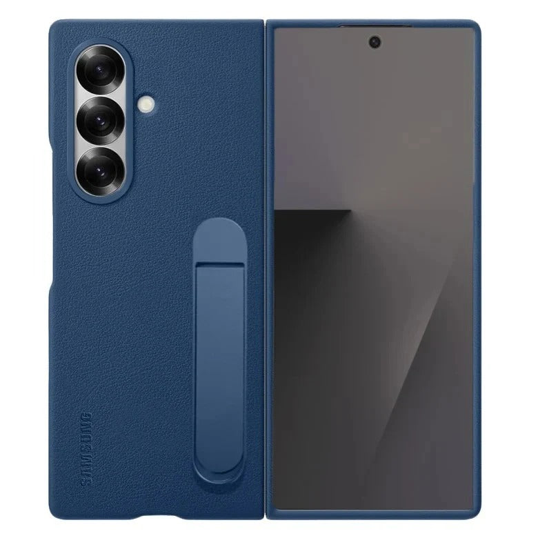 Samsung Z Fold8 Ultra Leather Case, Kindsuit Leather Cover with Kickstand - Blue