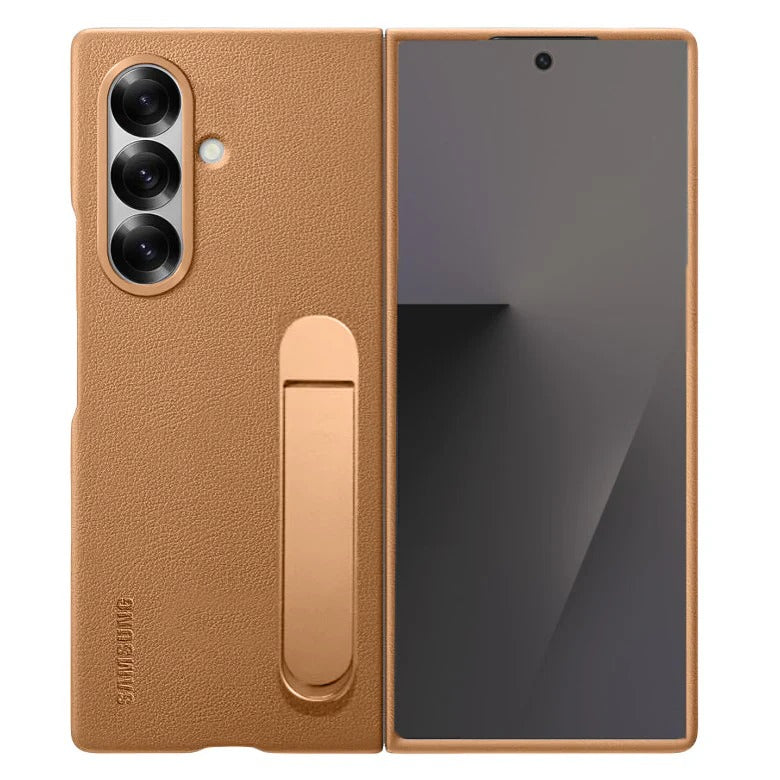 Samsung Z Fold8 Ultra Leather Case, Kindsuit Leather Cover with Kickstand - Brown