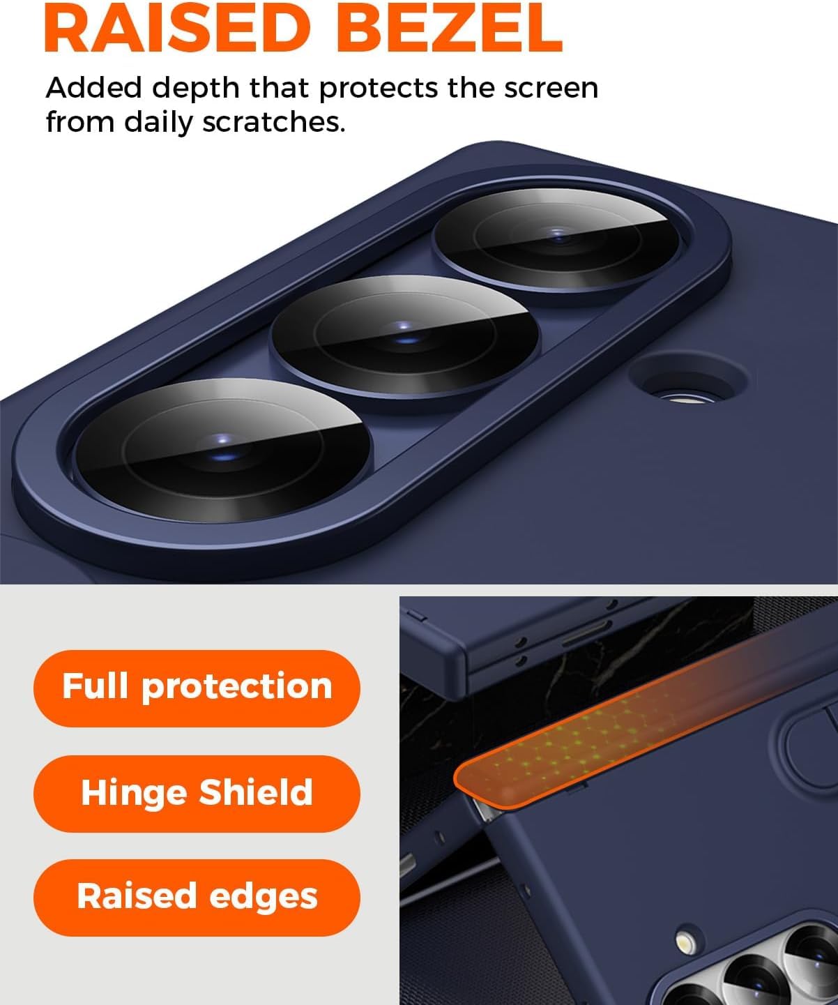 Samsung Z Fold8 Ultra Silicon Skin Feel Band Strip & Kickstand Case with Hinge Protection - Blue