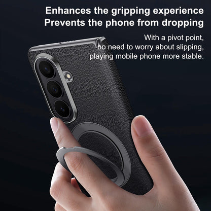 Samsung Z Fold8 Ultra SULADA Leather Case, S-View Window Magnetic Ring Holder Kickstand Cover with Magsafe - Black