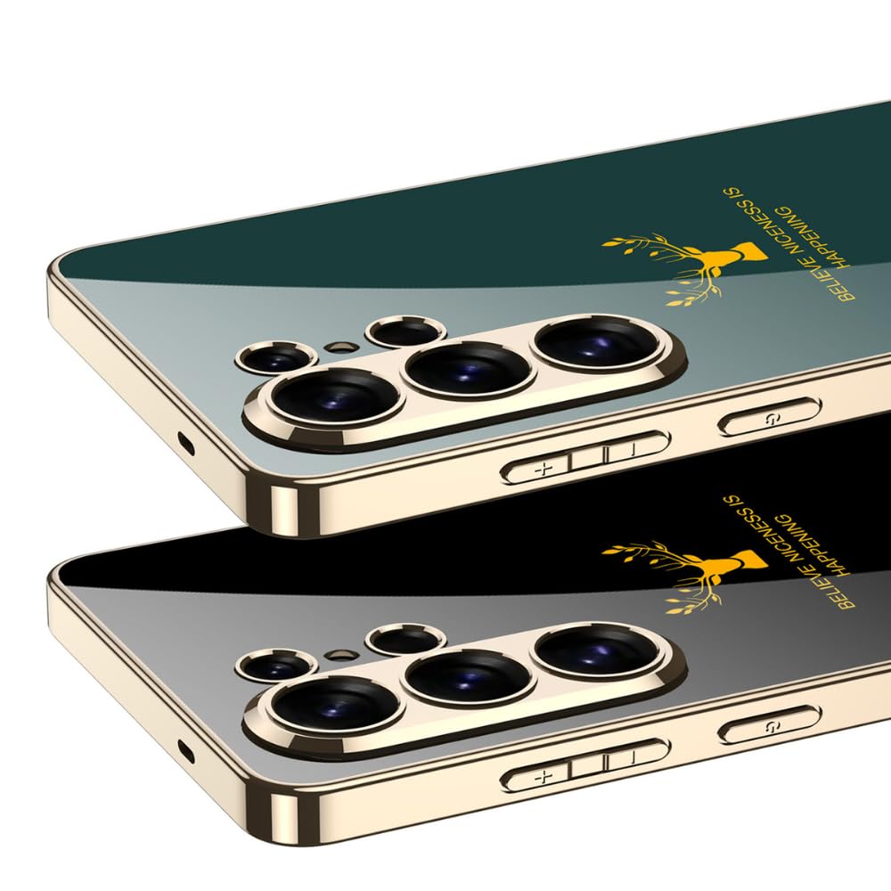 Samsung Galaxy S26 Ultra Deer Glass Case, 9H Hardness Electroplating Glass Premium Glass Case - Green