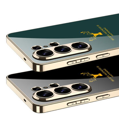 Samsung Galaxy S26 Ultra Deer Glass Case, 9H Hardness Electroplating Glass Premium Glass Case - Green