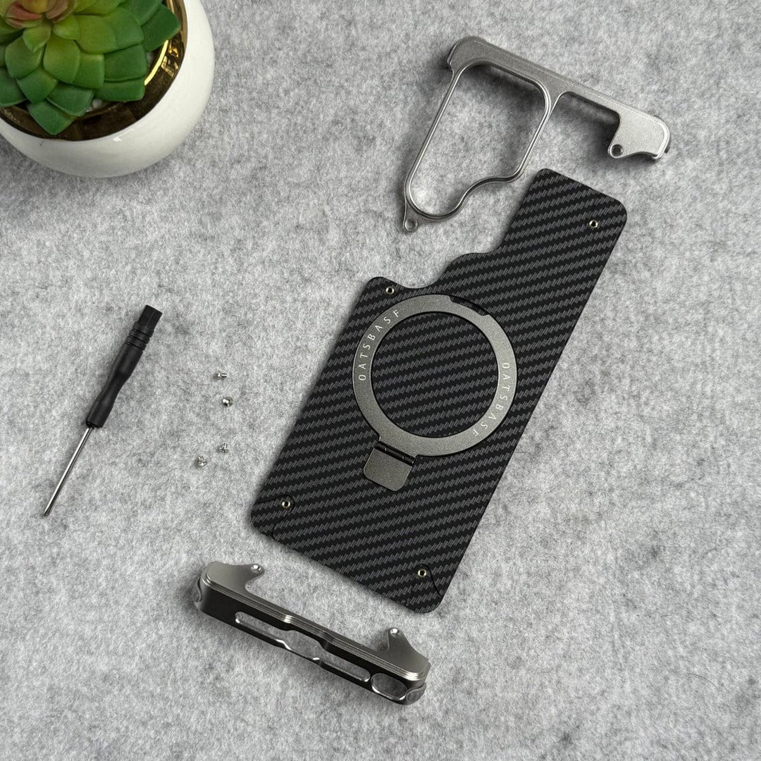 Samsung Galaxy S26 Ultra Metal Bumper Case, Frameless Carbon Magnetic Invisible Stand Cover - Black