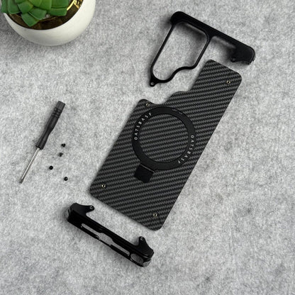 Samsung Galaxy S26 Ultra Metal Bumper Case, Frameless Carbon Magnetic Invisible Stand Cover - Black