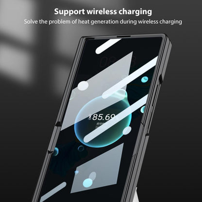 Samsung Galaxy Z Fold7 Leather Case, Phantom Series Kickstand Magnetic Hinge Protection - Titanium Grey