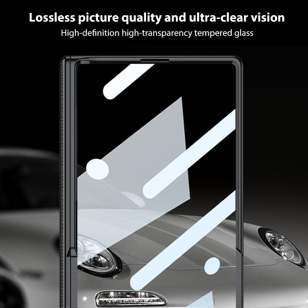 Samsung Galaxy Z Fold7 Leather Case, Phantom Series Kickstand Magnetic Hinge Protection - Titanium Grey
